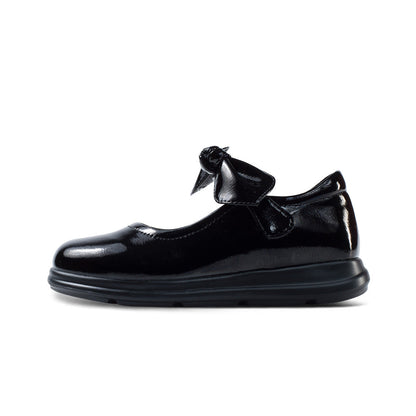 Pretty Bow Soft Sole Girls Leather School Shoes-0