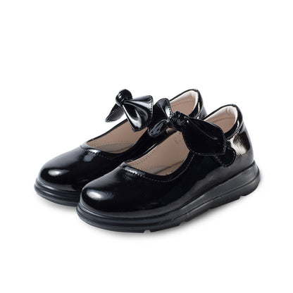 Pretty Bow Soft Sole Girls Leather School Shoes-1