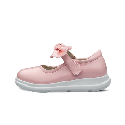 Pretty Bow Soft Sole Girls Leather School Shoes-5