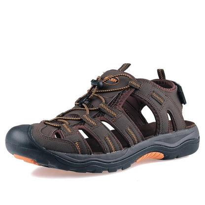 Men Outdoor Sandals Summer Breathable Flat Sole Beach Shoes Comfort Soft Walking Hiking Sandals Nubuck Leather 2020 New-0