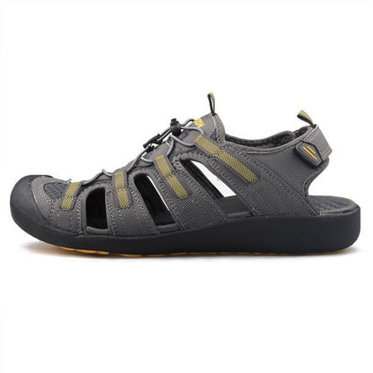 Men Outdoor Sandals Summer Breathable Flat Sole Beach Shoes Comfort Soft Walking Hiking Sandals Nubuck Leather 2020 New-6