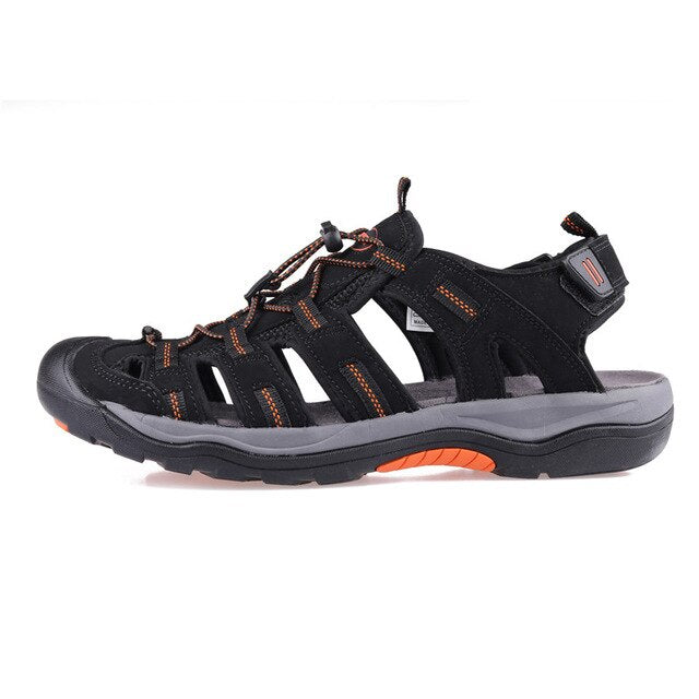 Men Outdoor Sandals Summer Breathable Flat Sole Beach Shoes Comfort Soft Walking Hiking Sandals Nubuck Leather 2020 New-9