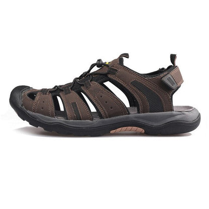 Men Outdoor Sandals Summer Breathable Flat Sole Beach Shoes Comfort Soft Walking Hiking Sandals Nubuck Leather 2020 New-2