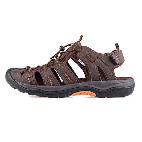 Men Outdoor Sandals Summer Breathable Flat Sole Beach Shoes Comfort Soft Walking Hiking Sandals Nubuck Leather 2020 New-5