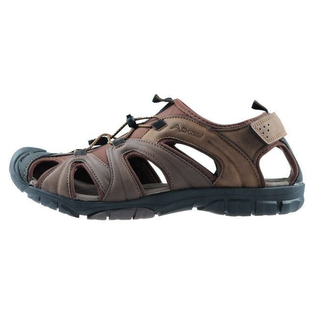 Men Outdoor Sandals Summer Breathable Flat Sole Beach Shoes Comfort Soft Walking Hiking Sandals Nubuck Leather 2020 New-3