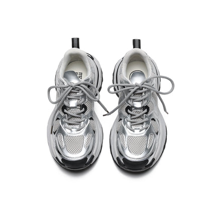 Silver Thick Sole Athletic Shoes-4