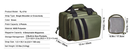 VEVOR Pistolentasche, Gewehrtasche, Pistolentaschen für 6 Pistolen, Pistolenrucksack mit 6 unabhängigen Pistolentaschen & 10 Magazinen, Pistolenrucksack für Outdoor-Jagd, Abschließbare Tasche, Braun