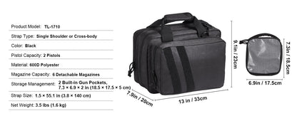 VEVOR Pistolentasche, Gewehrtasche, Pistolentaschen für 6 Pistolen, Pistolenrucksack mit 6 unabhängigen Pistolentaschen & 10 Magazinen, Pistolenrucksack für Outdoor-Jagd, Abschließbare Tasche, Braun