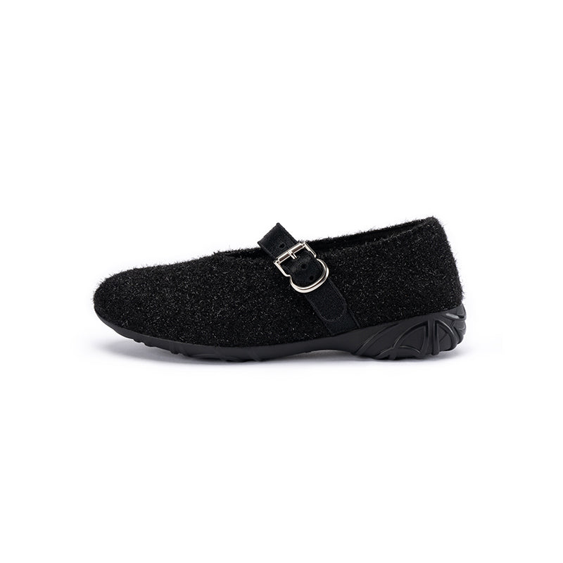 Ondersteunende zachte pluizige loafers met ronde neus