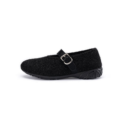 Ondersteunende zachte pluizige loafers met ronde neus