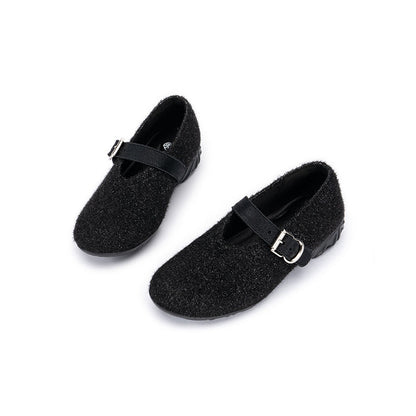 Ondersteunende zachte pluizige loafers met ronde neus