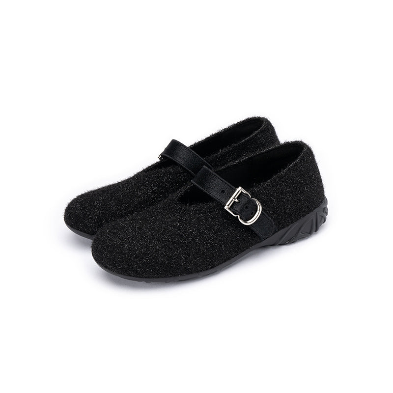 Ondersteunende zachte pluizige loafers met ronde neus