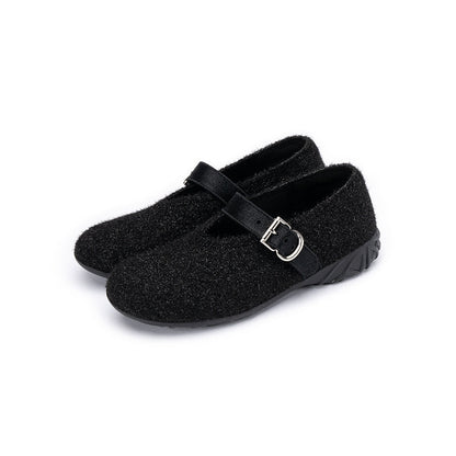 Ondersteunende zachte pluizige loafers met ronde neus