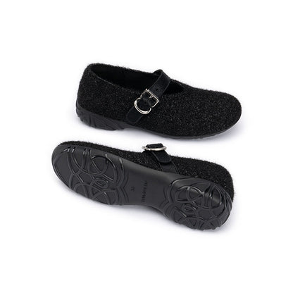 Ondersteunende zachte pluizige loafers met ronde neus