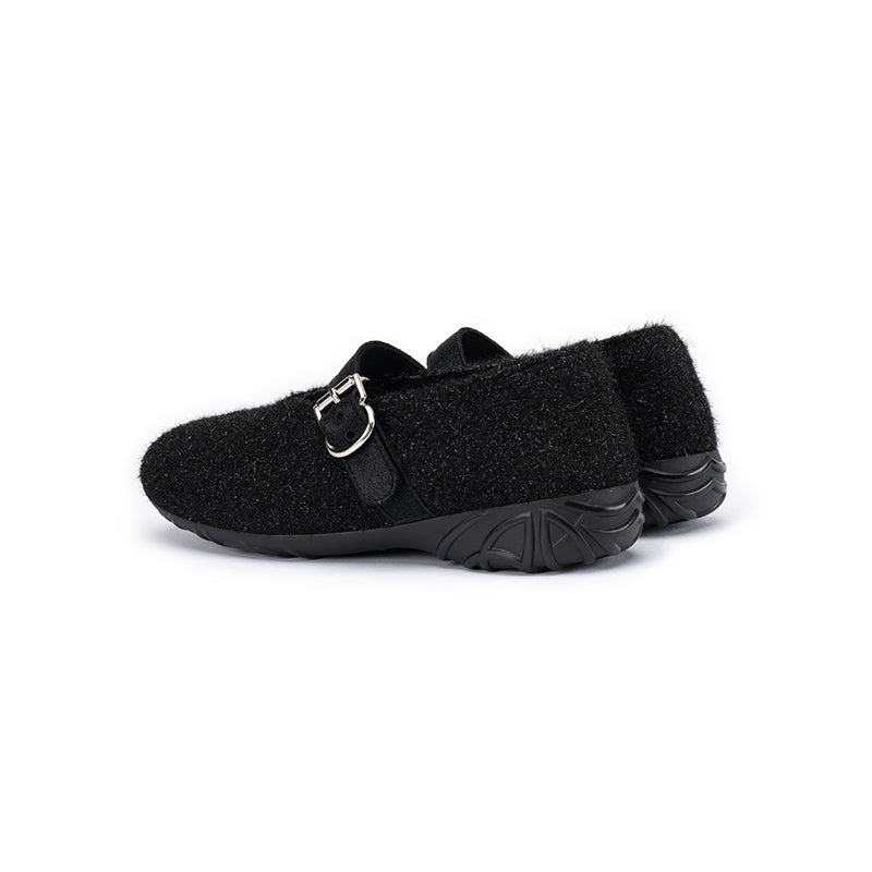 Ondersteunende zachte pluizige loafers met ronde neus