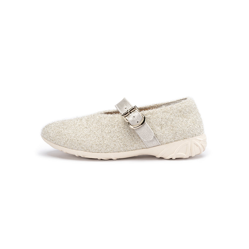 Ondersteunende zachte pluizige loafers met ronde neus
