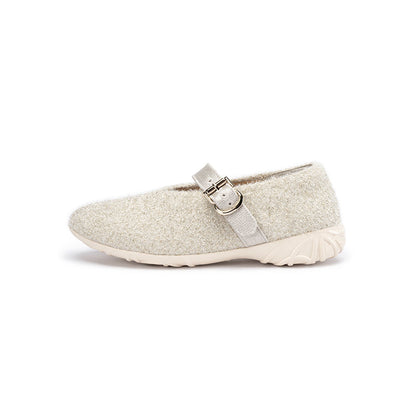 Ondersteunende zachte pluizige loafers met ronde neus