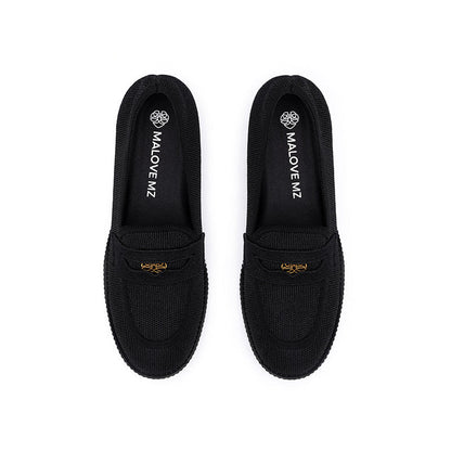 Thick Soled Block Heel Versatile Slip On Loafers-4