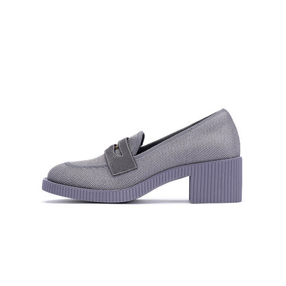 Thick Soled Block Heel Versatile Slip On Loafers-6