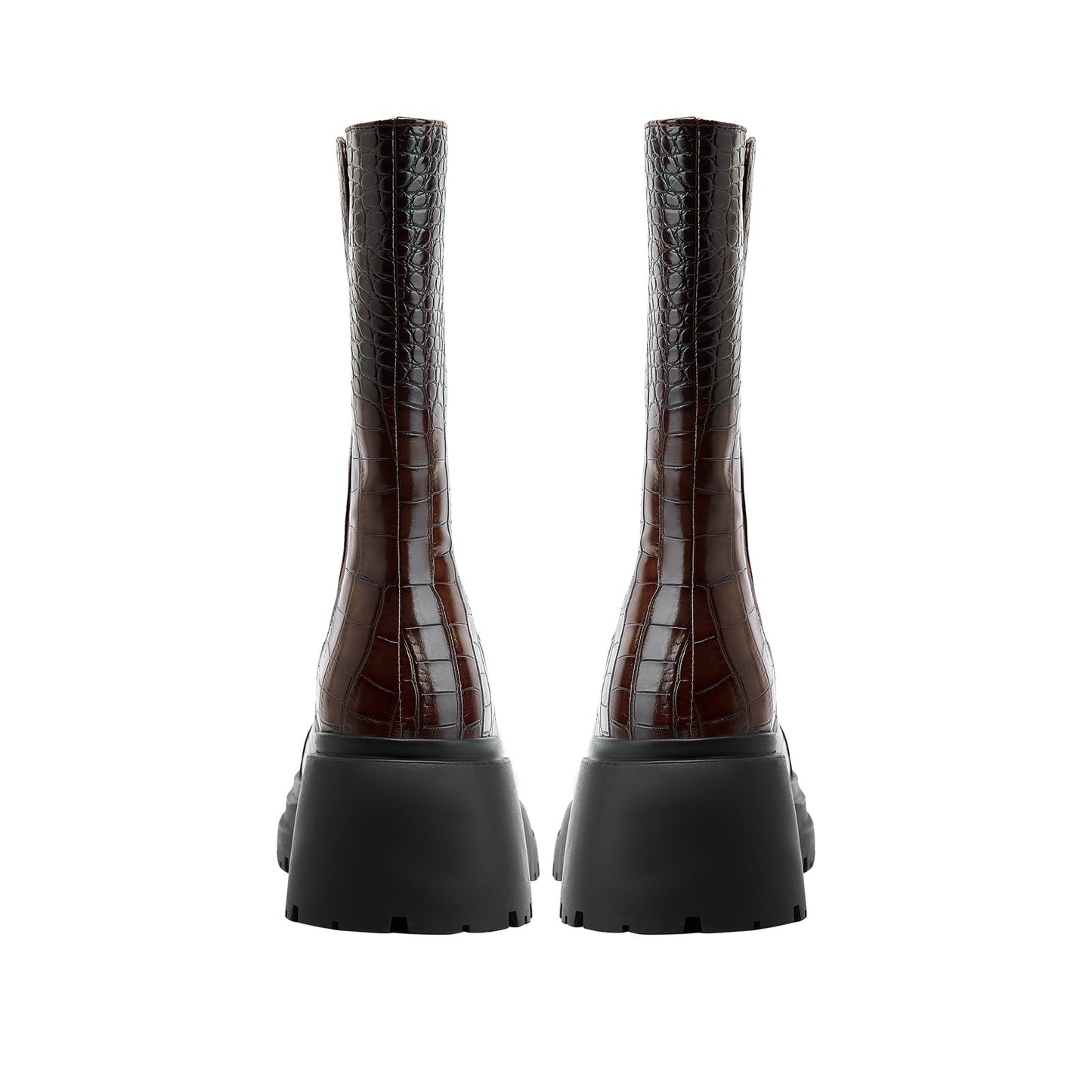 Two Tone Crocodile Embossed Walking Boots-4