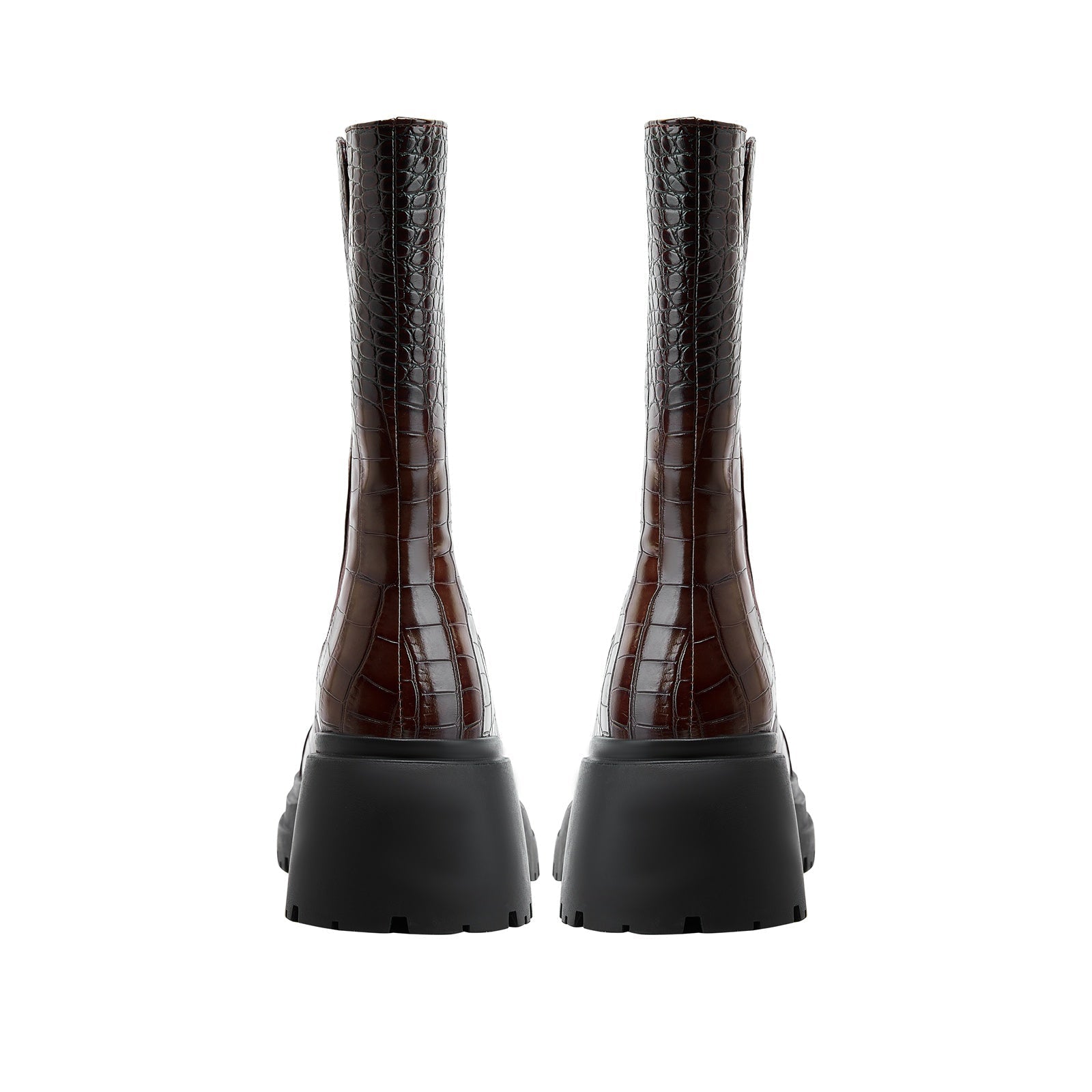 Two Tone Crocodile Embossed Walking Boots-4