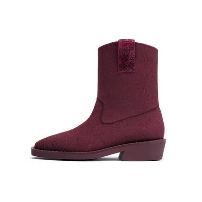 Vintage Posh Pointed Toe Block Heel Boots-7