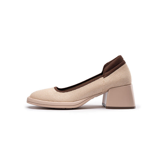 Vintage Square Toe Block Heel Mary Jane Pumps-0