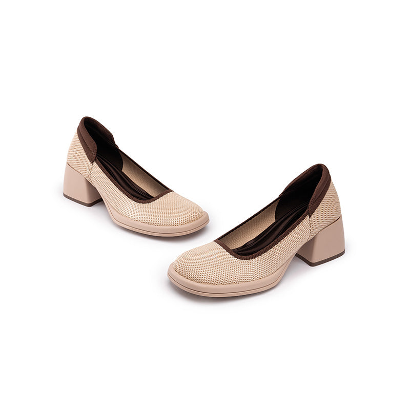 Vintage Square Toe Block Heel Mary Jane Pumps-2