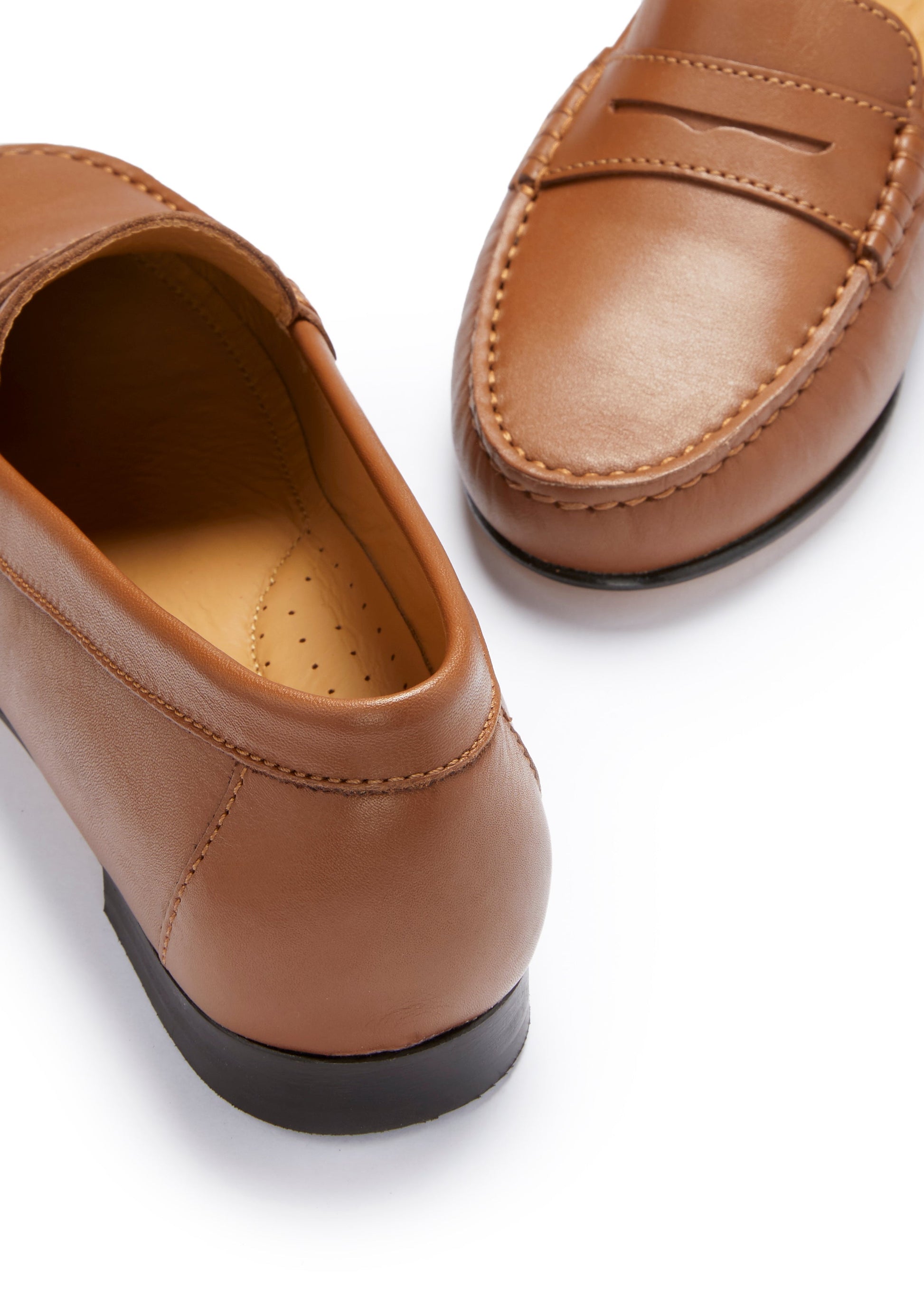 Women's Penny Loafers Leather Sole, tan leather-3