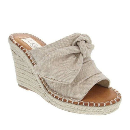 Womens Sandals - High Heel Slip-on Wedge Shoes (size 7.5)-4