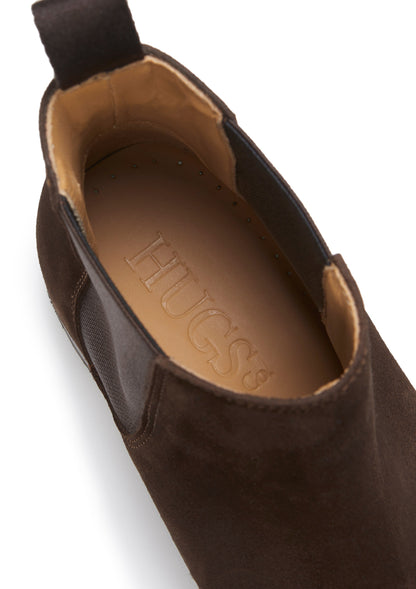 Damesbruine suède Chelsea boots, doorgenaaide leren zool