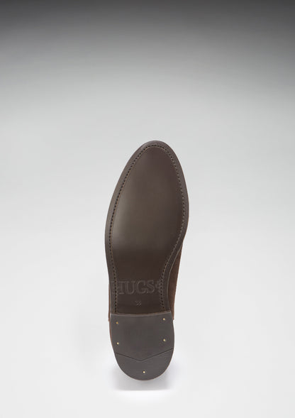 Damesbruine suède Chelsea boots, doorgenaaide leren zool