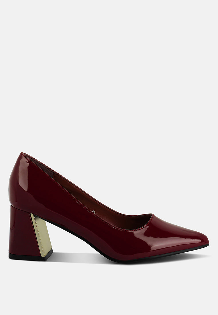 Zaila Metallic Accent Block Heel Pumps-6