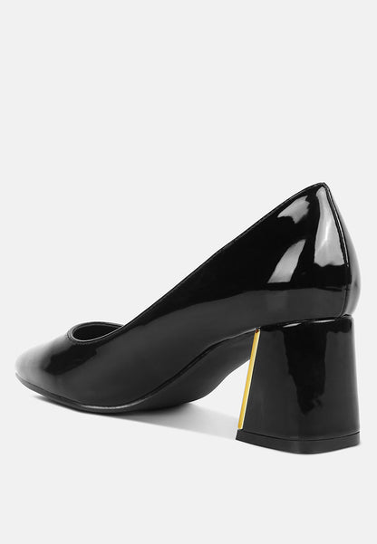 Zaila Metallic Accent Block Heel Pumps-2
